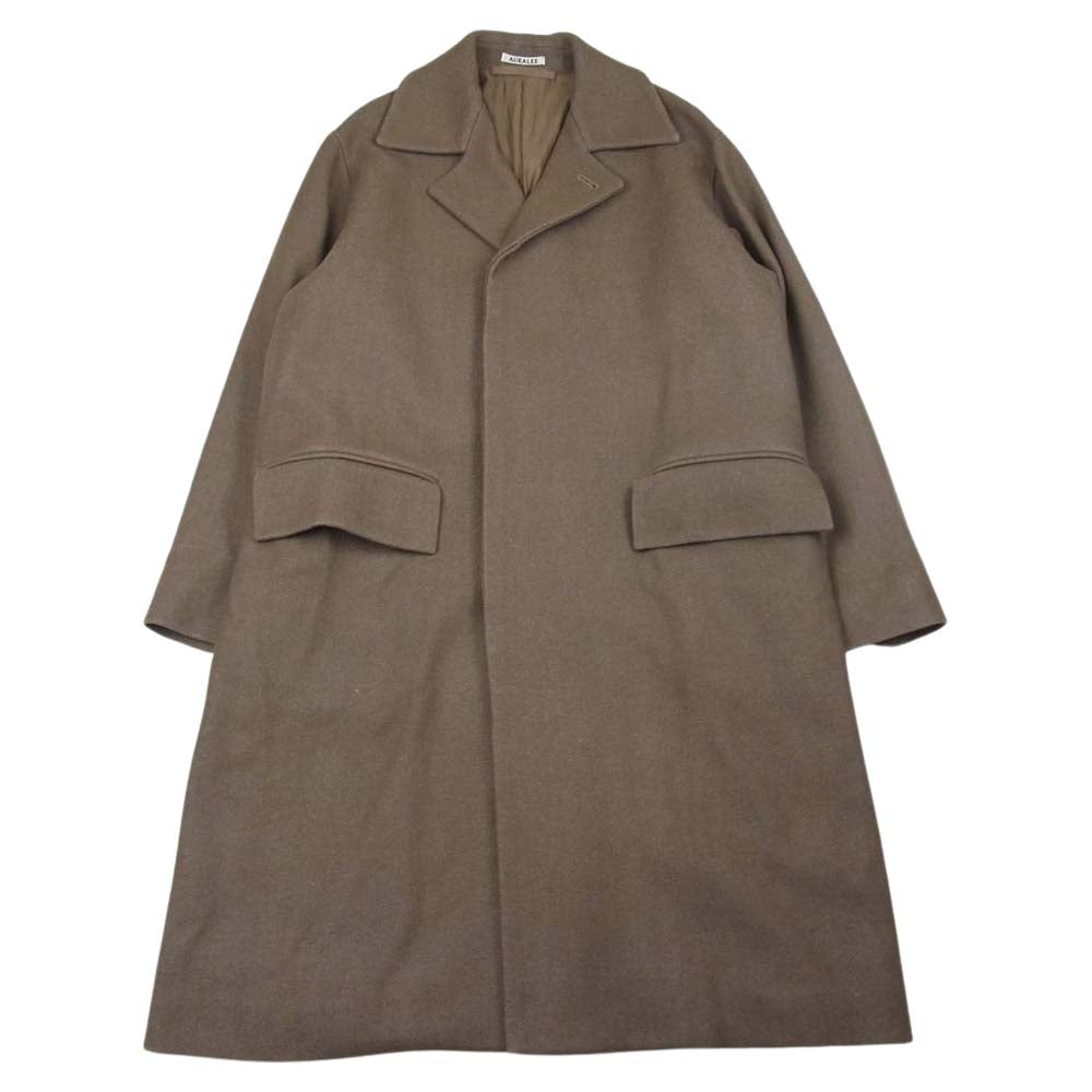 AURALEE オーラリー 19AW A9AC01SN　 WOOL SILK MELTON SOUTIEN COLLAR COAT シルク メルトン コート ブラウン系 3【中古】