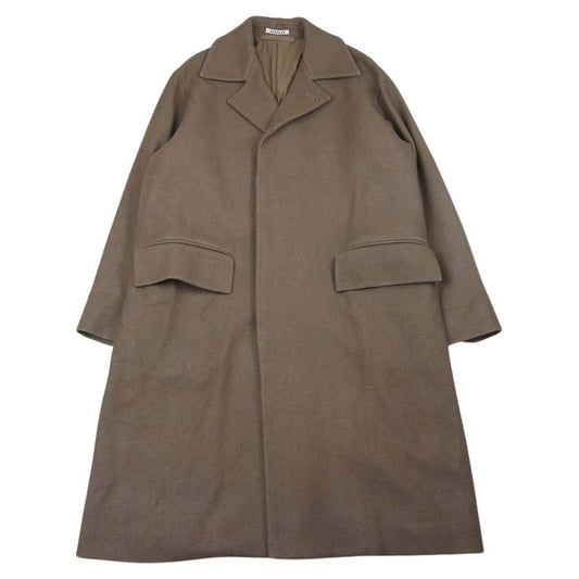 AURALEE オーラリー 19AW A9AC01SN　 WOOL SILK MELTON SOUTIEN COLLAR COAT シルク メルトン コート ブラウン系 3【中古】