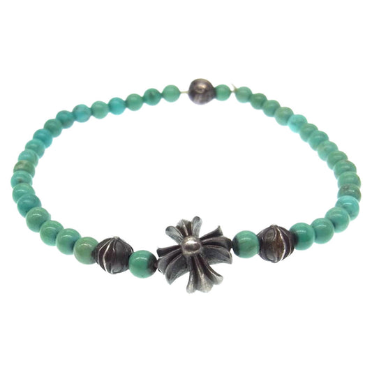 CHROME HEARTS クロムハーツ（原本無） 4mm BEAD ターコイズ ブレスレット ライトブルー系 シルバー系【中古】