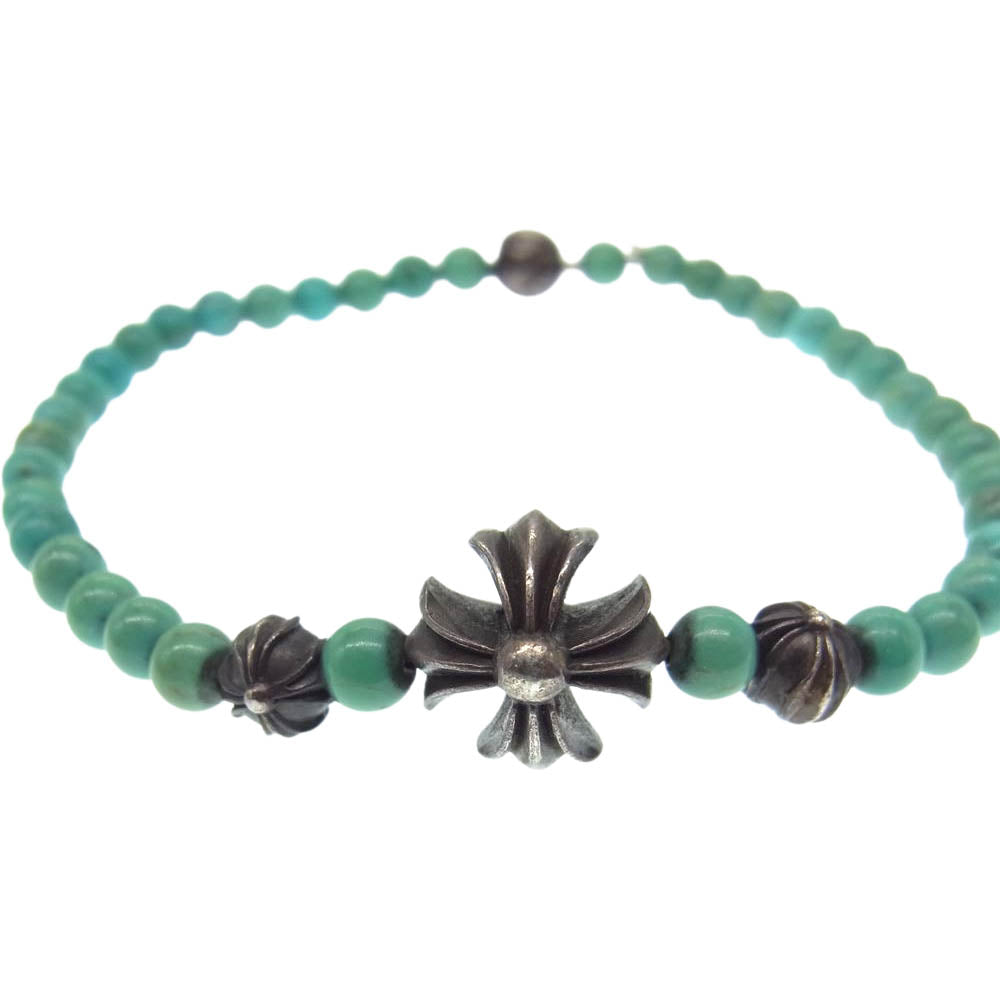 CHROME HEARTS クロムハーツ（原本無） 4mm BEAD ターコイズ ブレスレット ライトブルー系 シルバー系【中古】