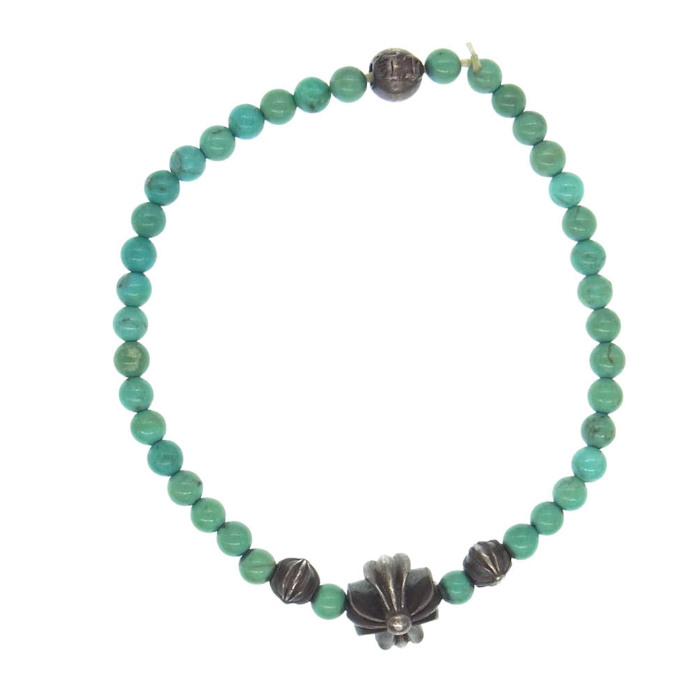 CHROME HEARTS クロムハーツ（原本無） 4mm BEAD ターコイズ ブレスレット ライトブルー系 シルバー系【中古】