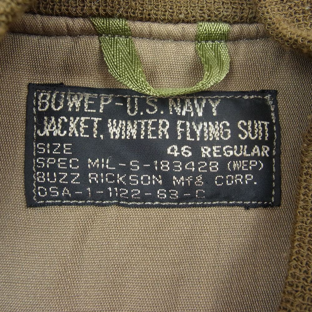 Buzz Rickson's バズリクソンズ M11132 BUWEP-U.S.NAVY G-8 63年復刻 フライト ジャケット カーキ系 46【中古】