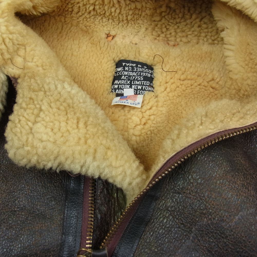 AVIREX アヴィレックス USA製 B-3 フライトジャケット ブラウン系 36【中古】