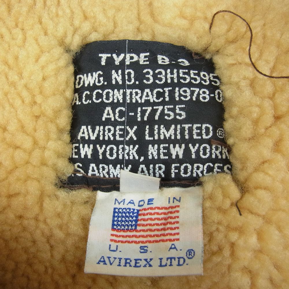 AVIREX アヴィレックス USA製 B-3 フライトジャケット ブラウン系 36