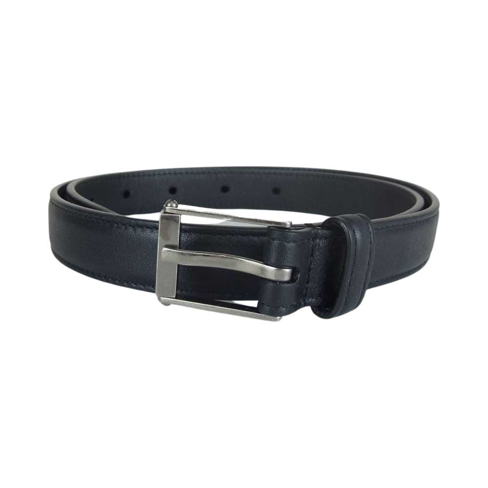 SAINT LAURENT サンローラン GRZ479338 70 0322 YSLロゴバックル ナロー レザー ベルト ブラック系【美品】【中古】