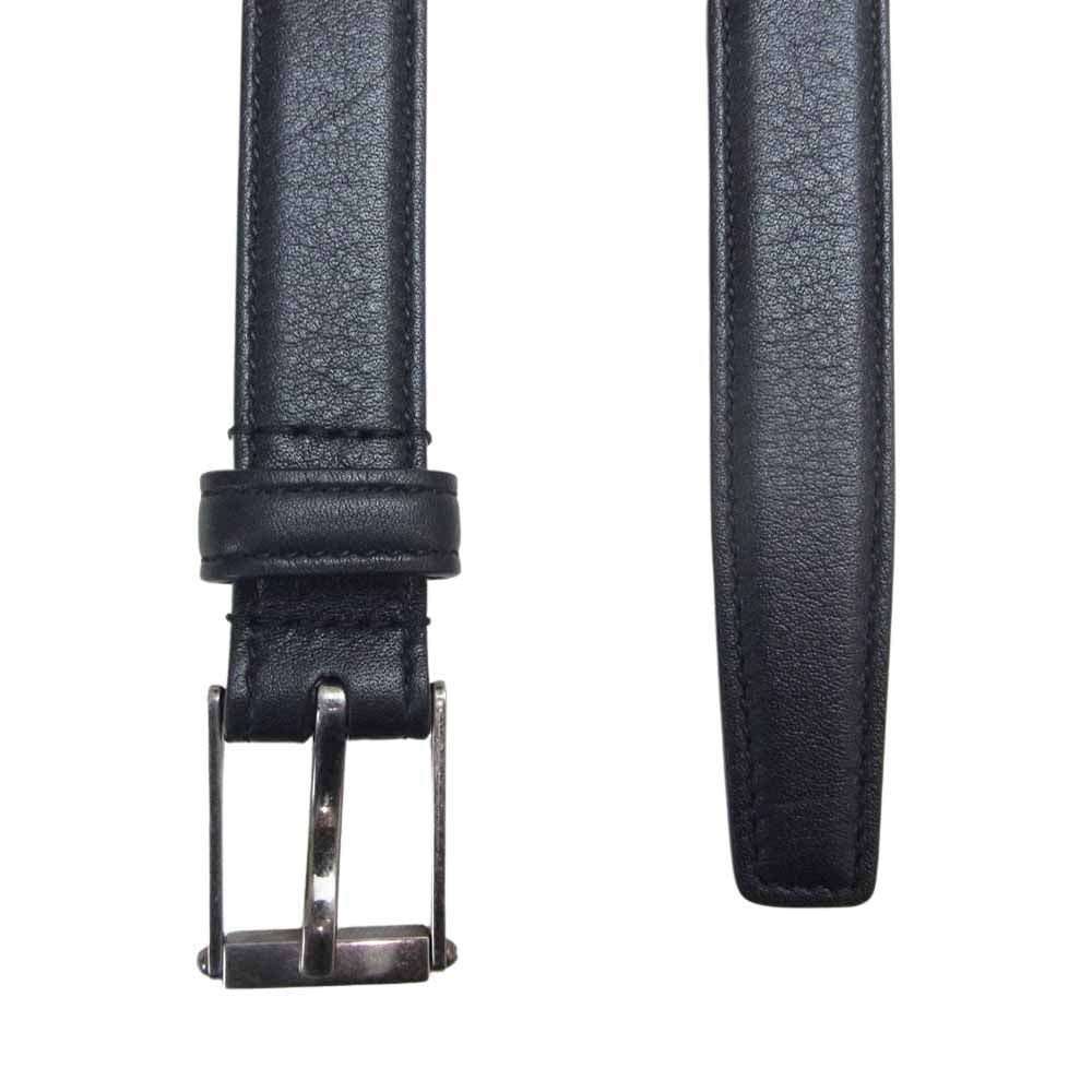 SAINT LAURENT サンローラン GRZ479338 70 0322 YSLロゴバックル ナロー レザー ベルト ブラック系【美品】【中古】