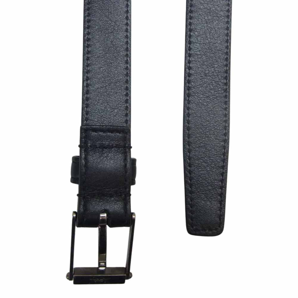 SAINT LAURENT サンローラン GRZ479338 70 0322 YSLロゴバックル ナロー レザー ベルト ブラック系【美品】【中古】