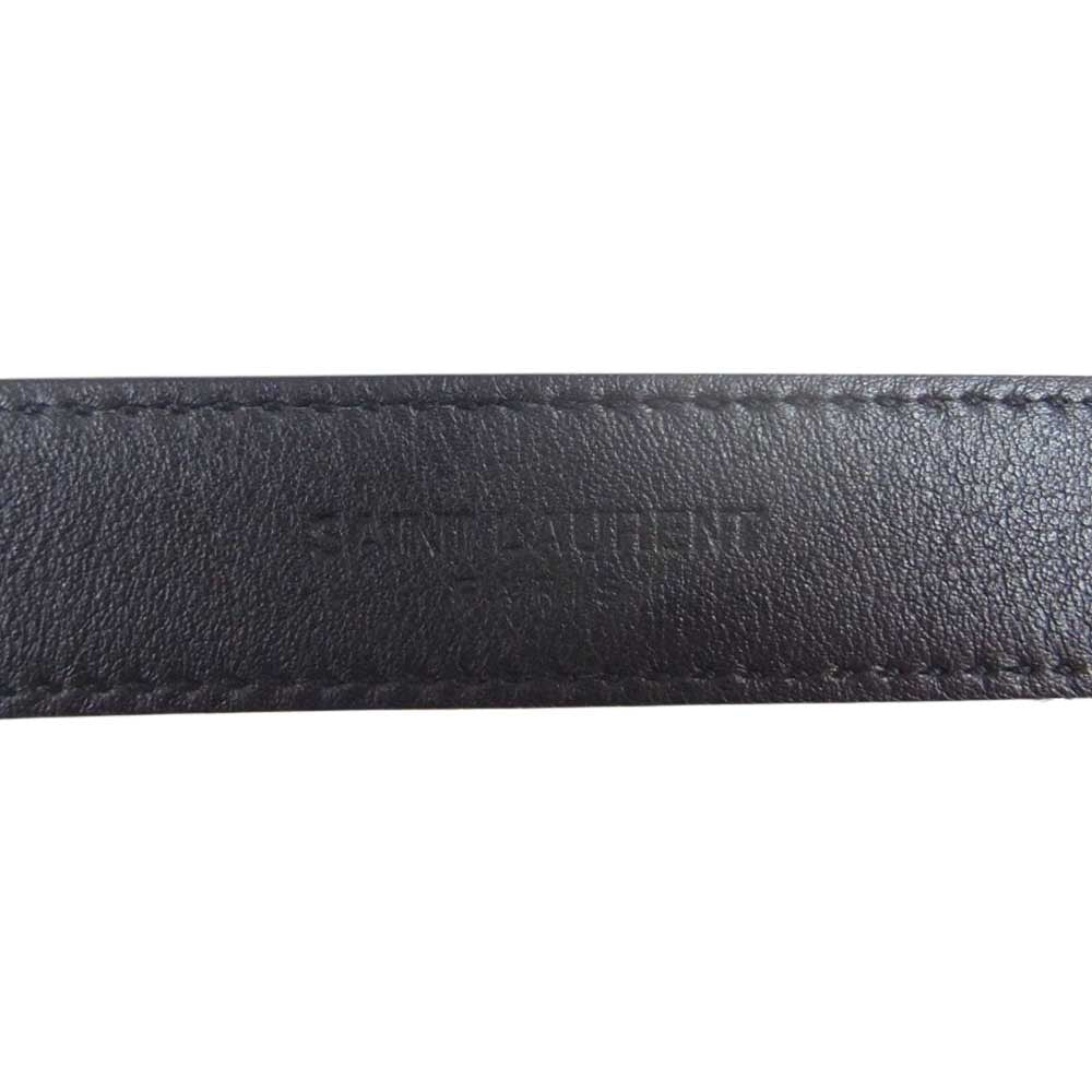 SAINT LAURENT サンローラン GRZ479338 70 0322 YSLロゴバックル ナロー レザー ベルト ブラック系【美品】【中古】