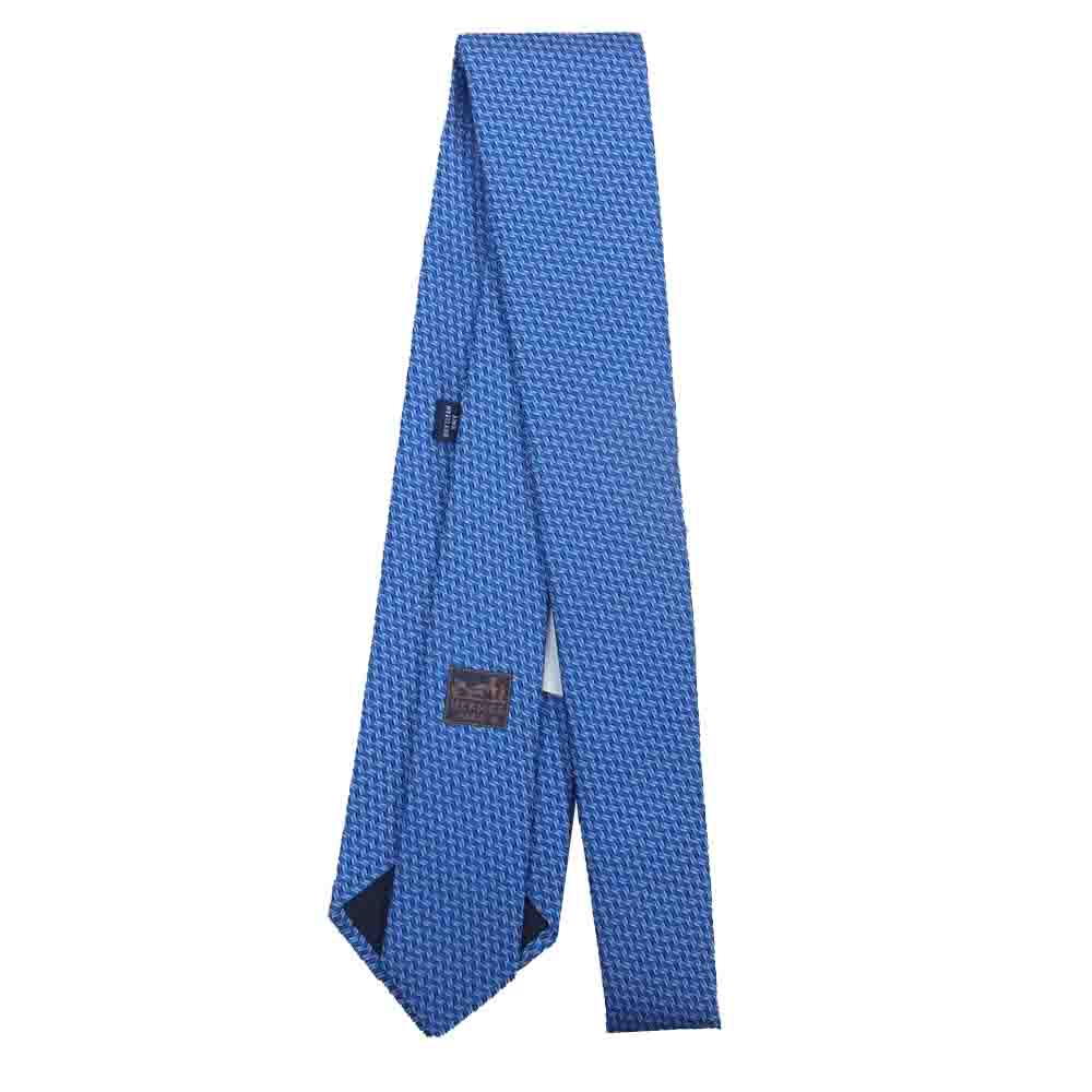 エルメス シルク ネクタイ ブルー ブルー系【極上美品】【中古】