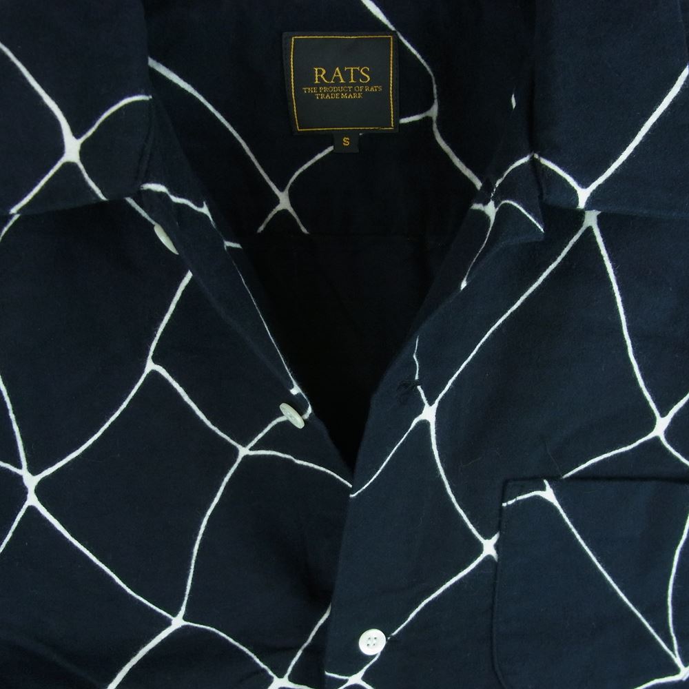 RATS ラッツ 18'RS-0805 スパイダー ウェブ 柄起毛 長袖 シャツ コットン 日本製 ブラック系 S【中古】