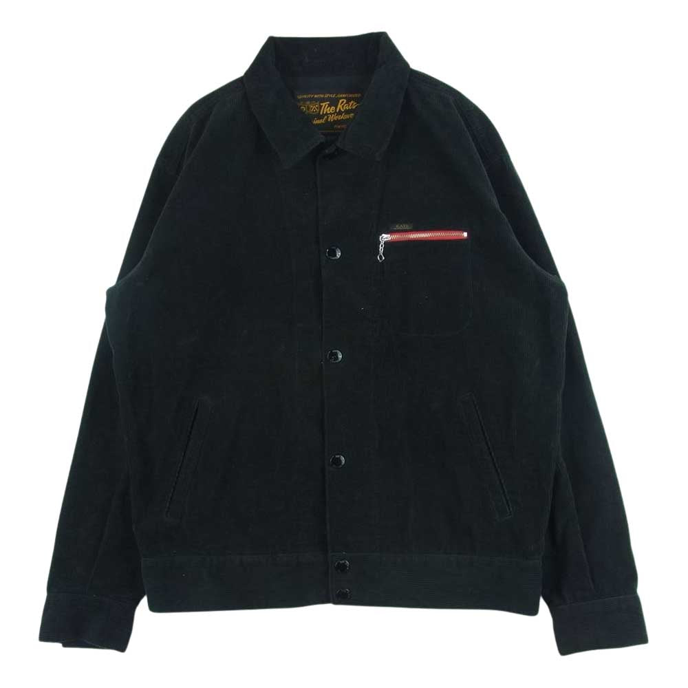 RATS ラッツ 21'RJ-0906 CORDUROY WORK JKT 刺繍 コーデュロイ ジャケット コットン 日本製 ブラック系 S【中古】