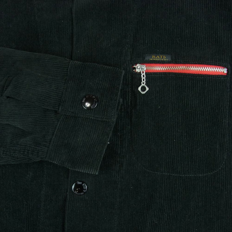 RATS ラッツ 21'RJ-0906 CORDUROY WORK JKT 刺繍 コーデュロイ ジャケット コットン 日本製 ブラック系 S【中古】