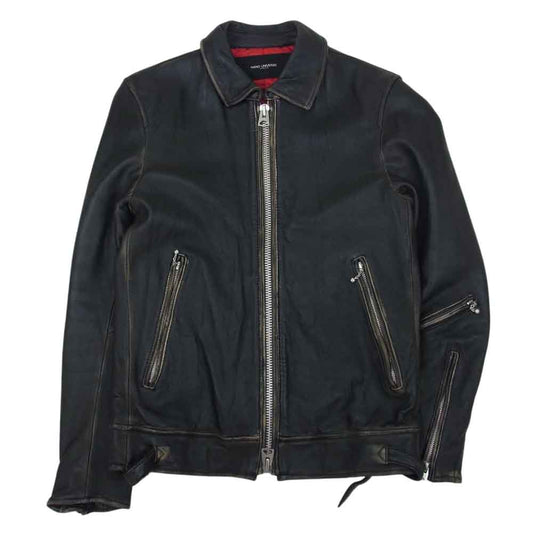 nano universe ナノユニバース NUC63L01078SH ヴィンテージ加工 シングル ライダース ジャケット ブラック系 M【中古】