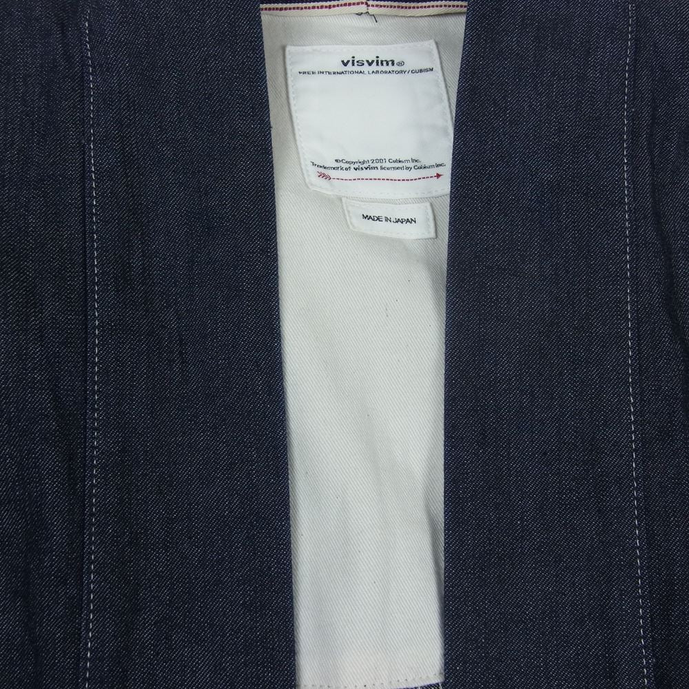 VISVIM ビズビム 21SS 0121105006006 SS HAPPI UNWASHED 8oz オリジナルデニム製 法被 ハッピ インディゴブルー系 3【中古】