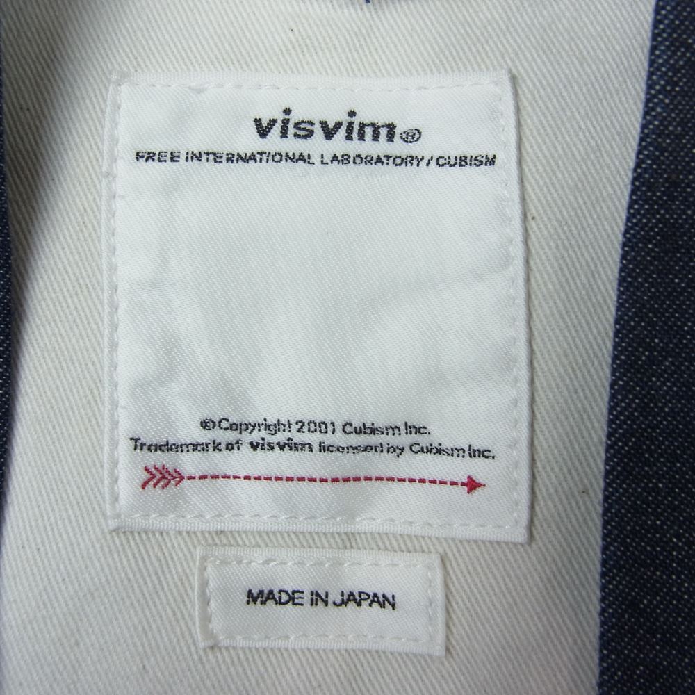 VISVIM ビズビム 21SS 0121105006006 SS HAPPI UNWASHED 8oz オリジナルデニム製 法被 ハッピ インディゴブルー系 3【中古】