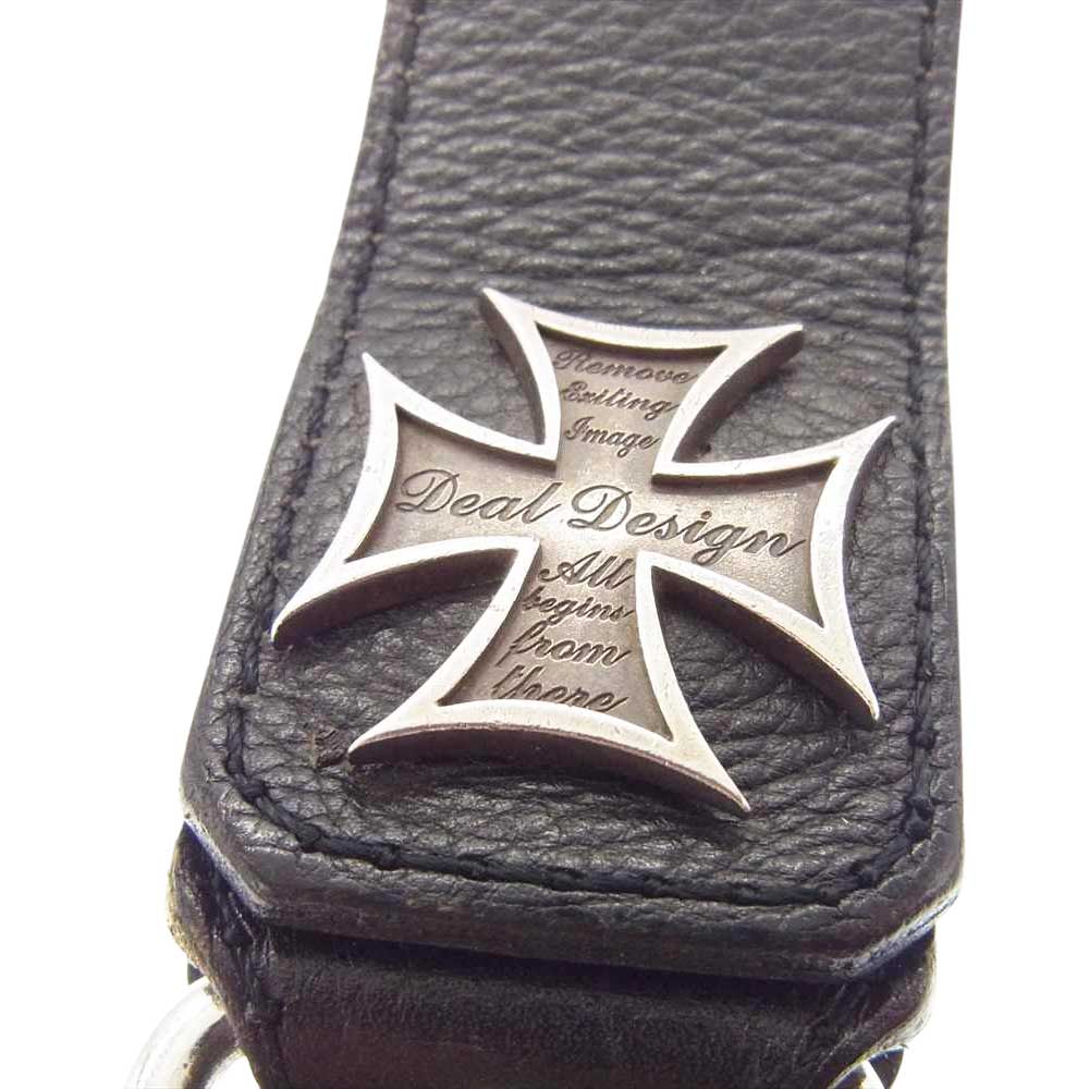 DEAL DESIGN ディールデザイン クロス レザー キーリング ベルトループ キーホルダー ブラック系【中古】