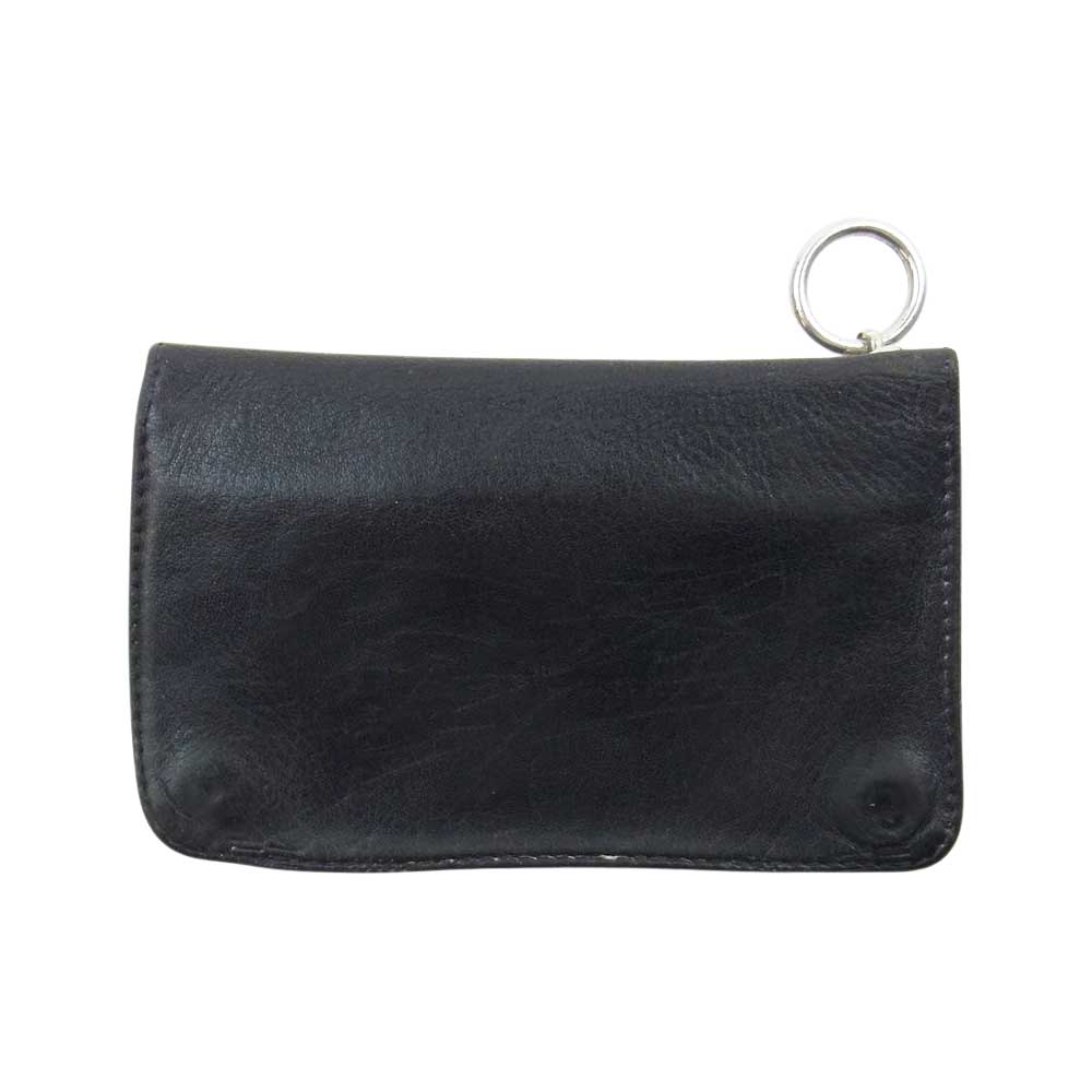 A&G エーアンドジー ウォレットリング ウォレットハンガー付き クロスボール コンチョ レザー ショート ウォレット 財布 ブラック系【中古】