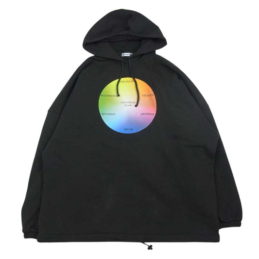 BALENCIAGA バレンシアガ 18AW 530898 TYK451664 Universal Flow オーバーサイズ プリントフーディー パーカー チャコール系 XS【美品】【中古】