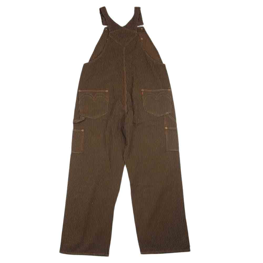 Levi's RED リーバイスレッド 21AW A01360001 TOFFEE STRIPE ツイル トフィーストライプ オーバーオール ブラック系 ブラウン系 XL【美品】【中古】