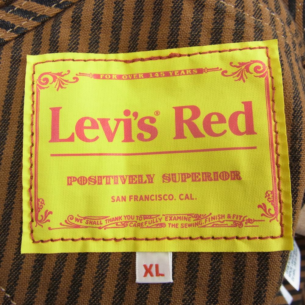 Levi's RED リーバイスレッド 21AW A01360001 TOFFEE STRIPE ツイル トフィーストライプ オーバーオール ブラック系 ブラウン系 XL【美品】【中古】