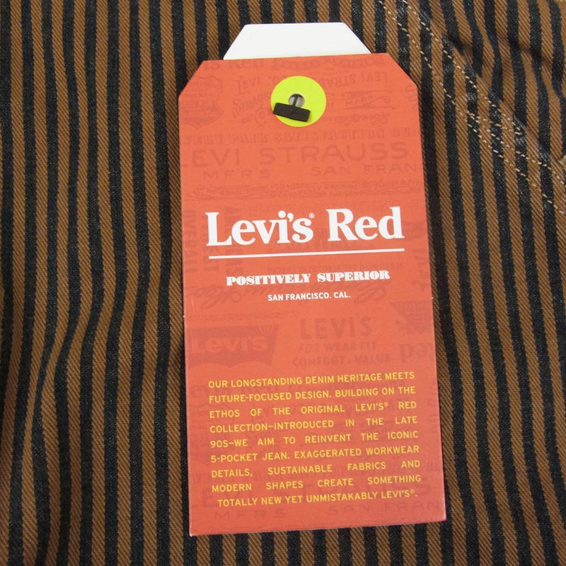 Levi's RED リーバイスレッド 21AW A01360001 TOFFEE STRIPE ツイル トフィーストライプ オーバーオール ブラック系 ブラウン系 XL【美品】【中古】