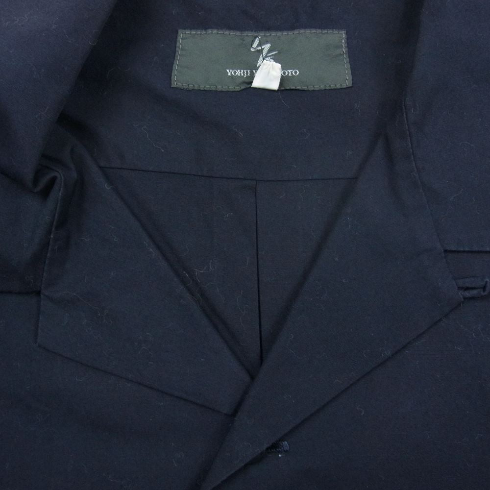 Yohji Yamamoto ヨウジヤマモト MY-B52-032 コットンブロード オープンカラー 半袖 シャツ ネイビー系 3【中古】