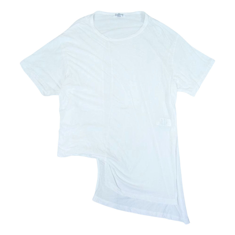 Yohji Yamamoto POUR HOMME ヨウジヤマモトプールオム 20SS HN-T88-880 綿天竺 アシンメトリー ドレープ 切替 半袖 Tシャツ カットソー ホワイト系 3【中古】