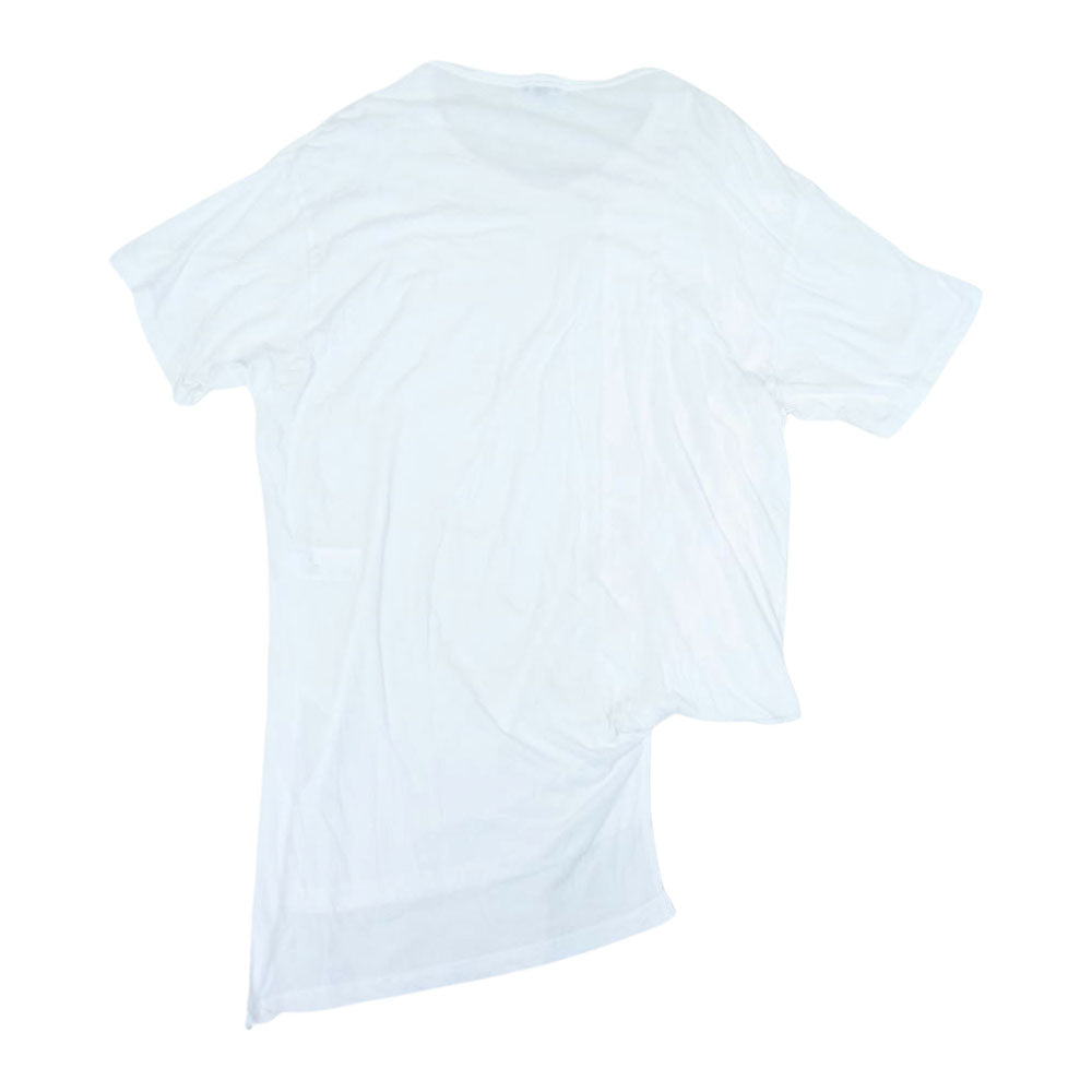Yohji Yamamoto POUR HOMME ヨウジヤマモトプールオム 20SS HN-T88-880 綿天竺 アシンメトリー ドレープ 切替 半袖 Tシャツ カットソー ホワイト系 3【中古】