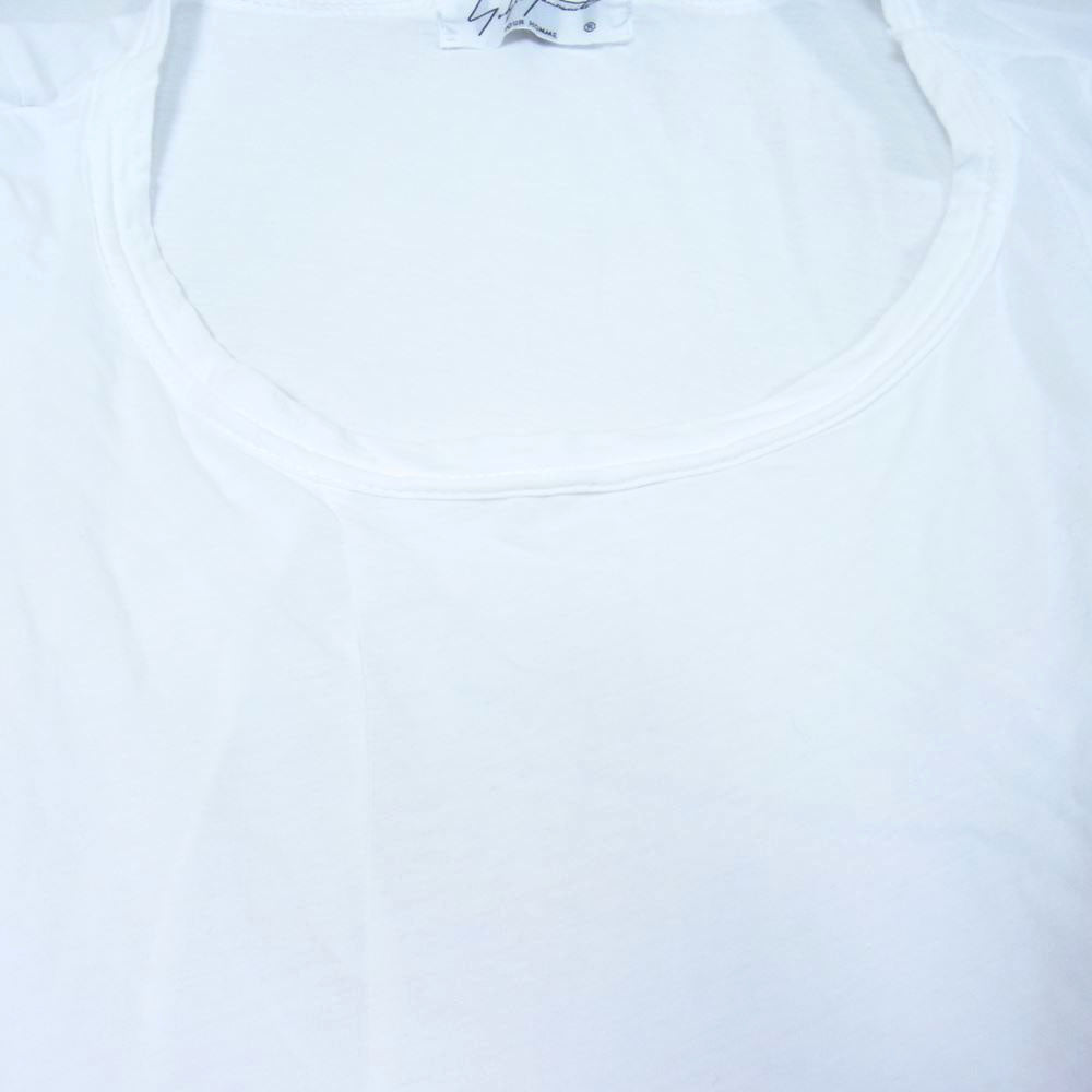 Yohji Yamamoto POUR HOMME ヨウジヤマモトプールオム 20SS HN-T88-880 綿天竺 アシンメトリー ドレープ 切替 半袖 Tシャツ カットソー ホワイト系 3【中古】
