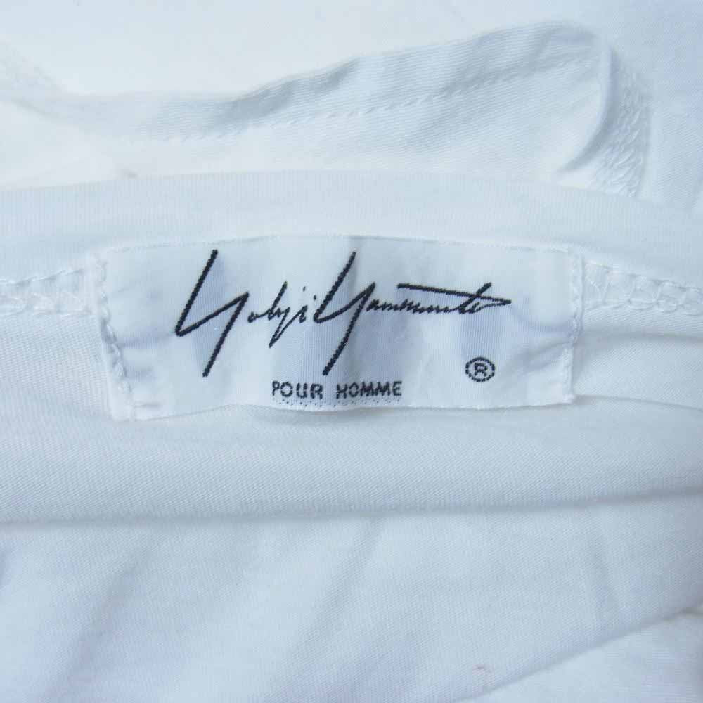 Yohji Yamamoto POUR HOMME ヨウジヤマモトプールオム 20SS HN-T88-880 綿天竺 アシンメトリー ドレープ 切替 半袖 Tシャツ カットソー ホワイト系 3【中古】