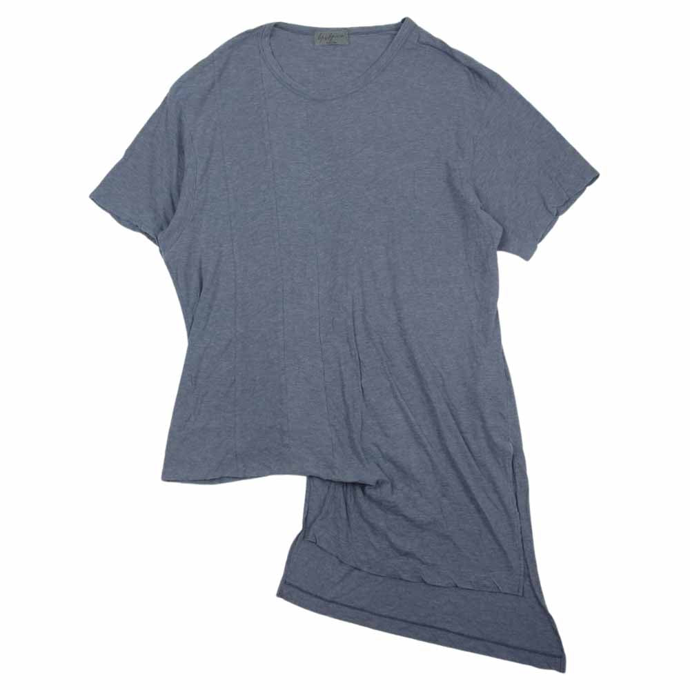 Yohji Yamamoto POUR HOMME ヨウジヤマモトプールオム HO-T02-070 アシンメトリー ドレープ 切替 半袖 Tシャツ カットソー グレー グレー系 3【中古】