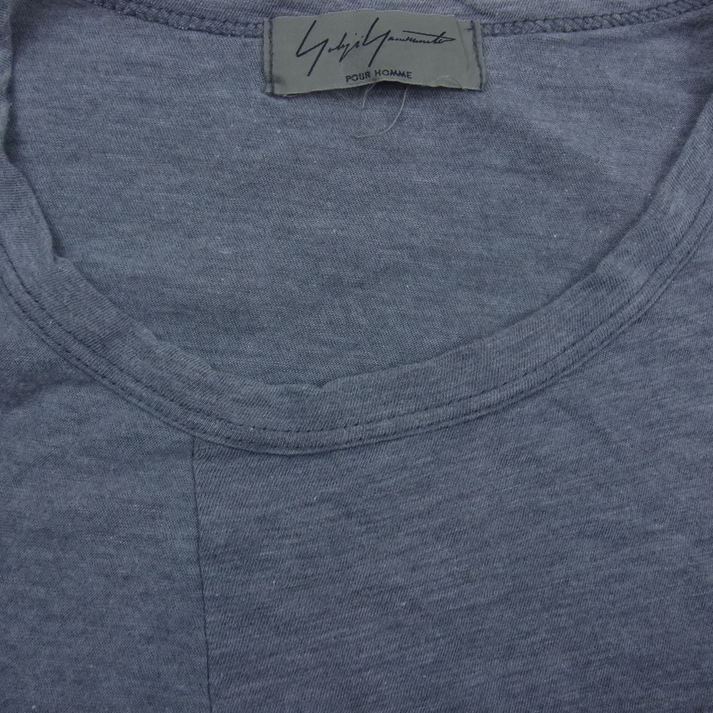Yohji Yamamoto POUR HOMME ヨウジヤマモトプールオム HO-T02-070 アシンメトリー ドレープ 切替 半袖 Tシャツ カットソー グレー グレー系 3【中古】