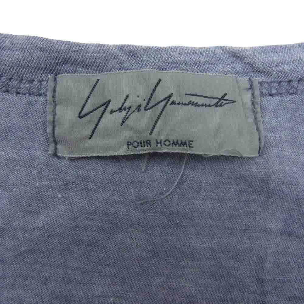 Yohji Yamamoto POUR HOMME ヨウジヤマモトプールオム HO-T02-070 アシンメトリー ドレープ 切替 半袖 Tシャツ カットソー グレー グレー系 3【中古】