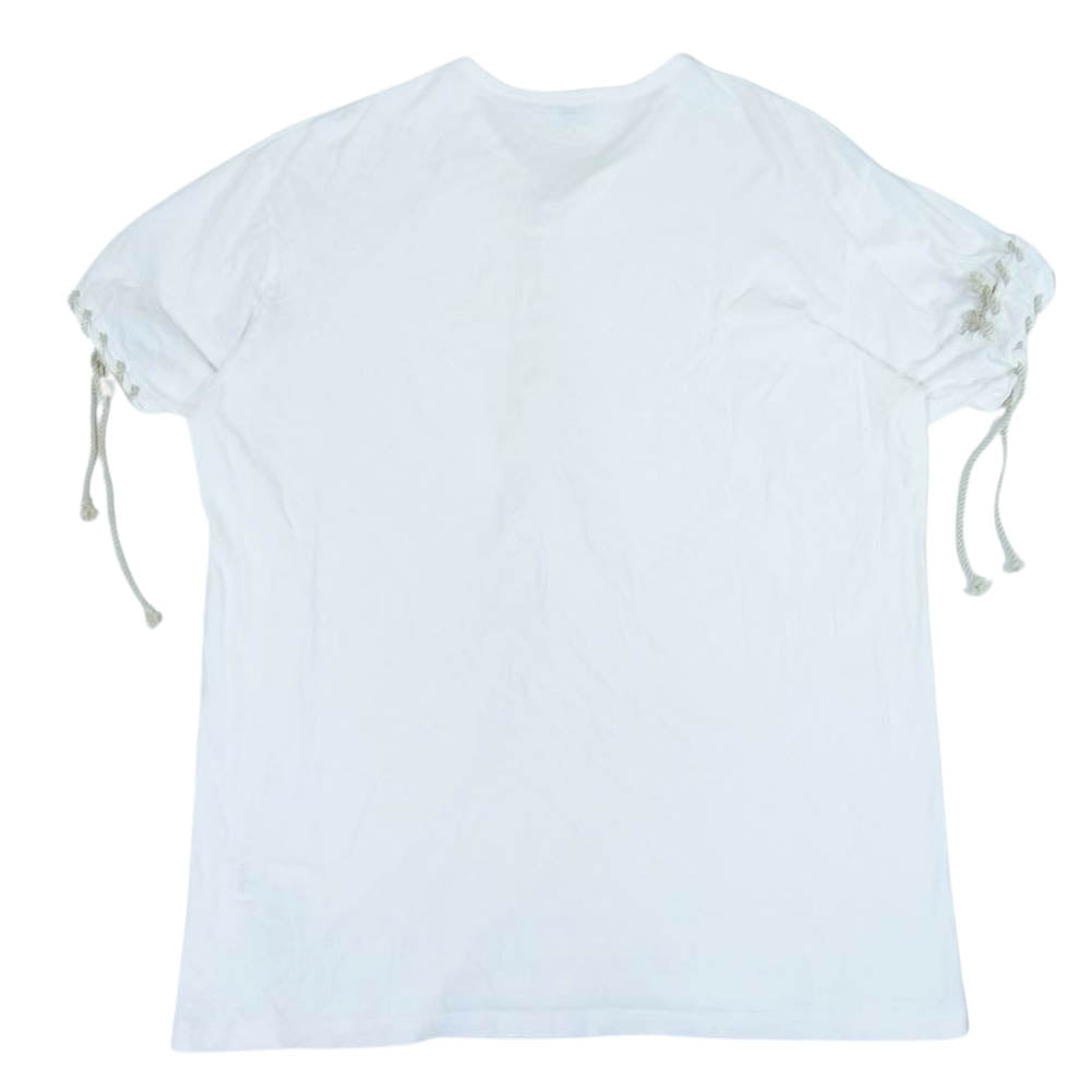 Yohji Yamamoto POUR HOMME ヨウジヤマモトプールオム 19SS HH-T29-083 レースアップ ラウンドネック ショートスリーブ 半袖 Tシャツ カットソー ホワイト系 3【中古】