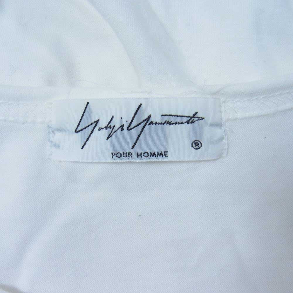 Yohji Yamamoto POUR HOMME ヨウジヤマモトプールオム 19SS HH-T29-083 レースアップ ラウンドネック ショートスリーブ 半袖 Tシャツ カットソー ホワイト系 3【中古】