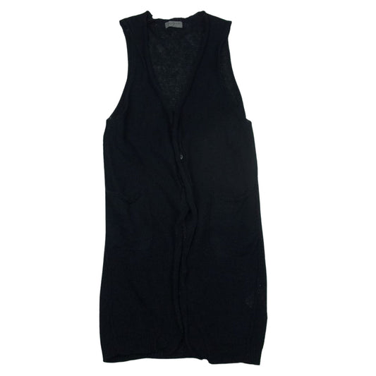 Yohji Yamamoto POUR HOMME ヨウジヤマモトプールオム H0-K77-371 メッシュ生地 リネン混 ロング ベスト ジレ ブラック系 3【中古】