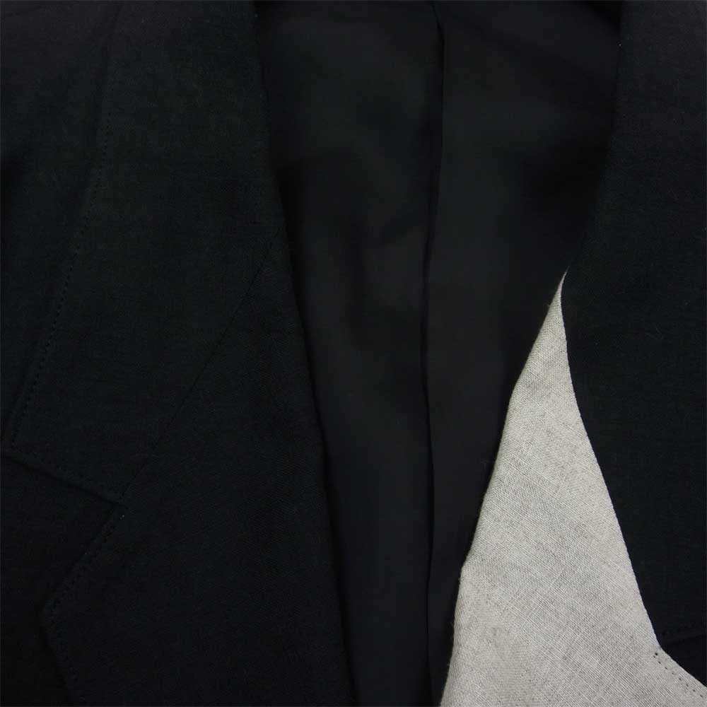Yohji Yamamoto POUR HOMME ヨウジヤマモトプールオム 22SS HG-J38-304 BELGIUM LINEN SQUARE TAB JACKET リネン ジャケット ブラック系 2【中古】