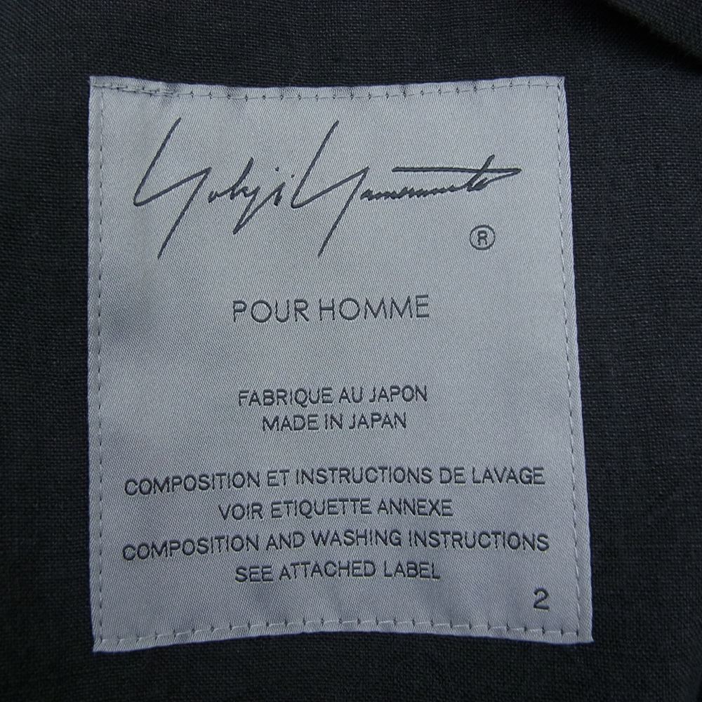 Yohji Yamamoto POUR HOMME ヨウジヤマモトプールオム 22SS HG-J38-304 BELGIUM LINEN SQUARE TAB JACKET リネン ジャケット ブラック系 2【中古】
