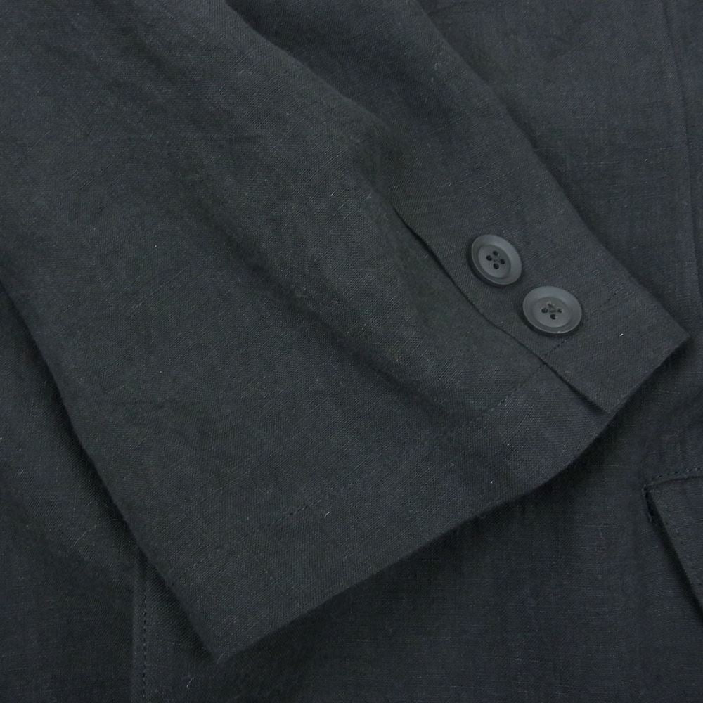 Yohji Yamamoto POUR HOMME ヨウジヤマモトプールオム 22SS HG-J38-304 BELGIUM LINEN SQUARE TAB JACKET リネン ジャケット ブラック系 2【中古】