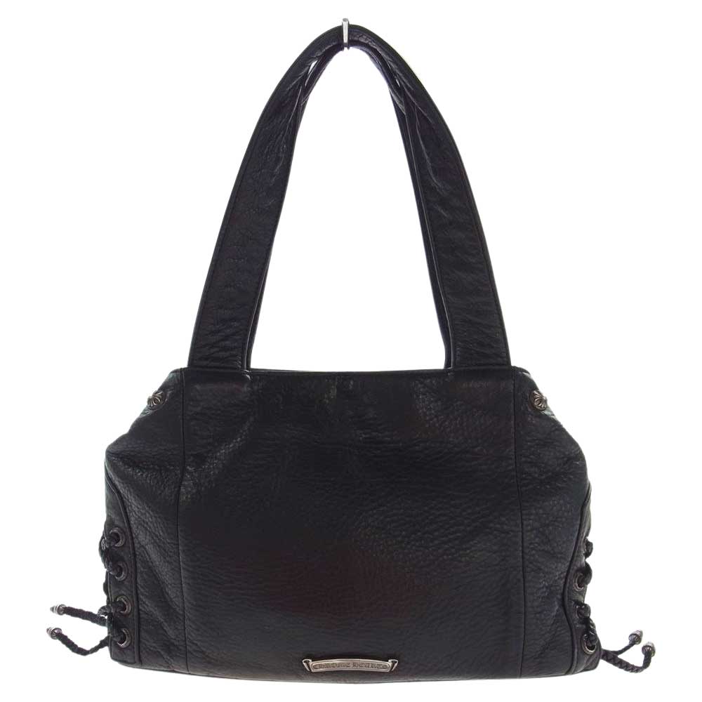 CHROME HEARTS クロムハーツ（原本無） CH PLAIN JJDEAN JJディーン ダガージップ レザー ハンドバッグ トートバッグ スモール ブラック系 シルバー系【中古】