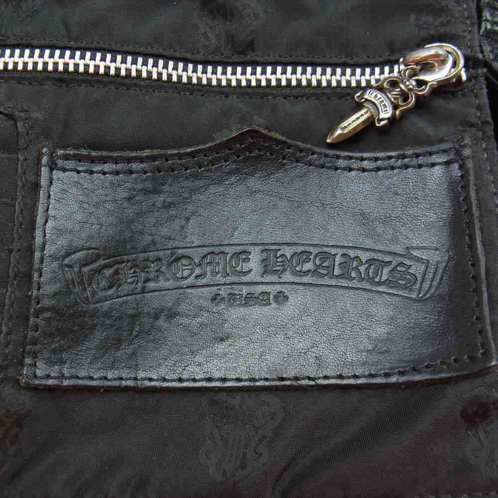 CHROME HEARTS クロムハーツ（原本無） CH PLAIN JJDEAN JJディーン ダガージップ レザー ハンドバッグ トートバッグ スモール ブラック系 シルバー系【中古】
