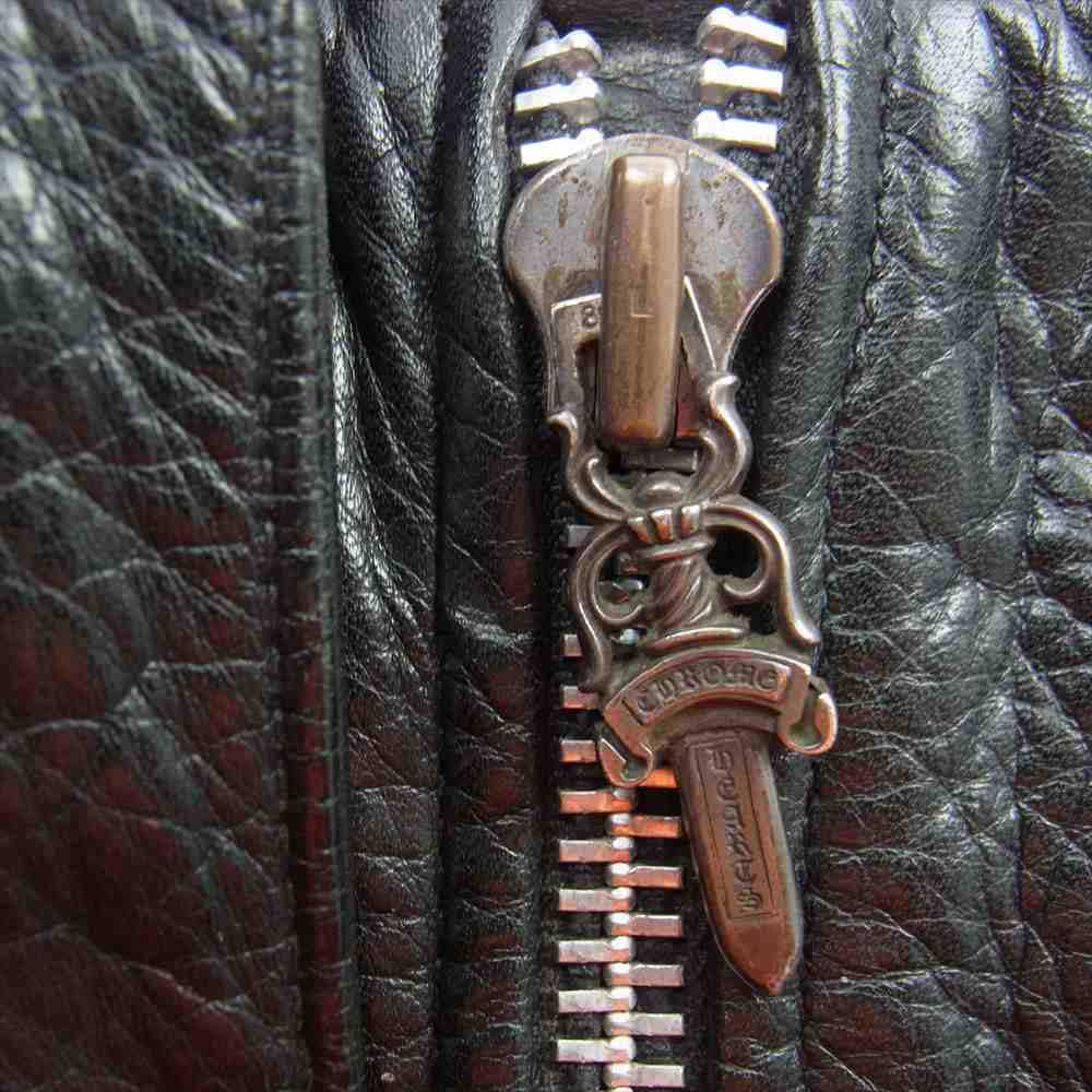 CHROME HEARTS クロムハーツ（原本無） CH PLAIN JJDEAN JJディーン ダガージップ レザー ハンドバッグ トートバッグ スモール ブラック系 シルバー系【中古】