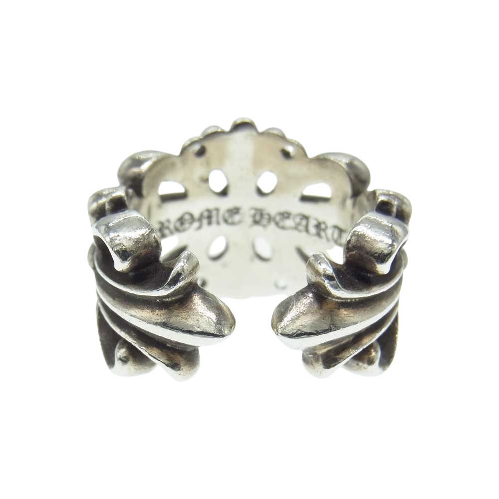CHROME HEARTS クロムハーツ（原本無） ダブル フローラル クロス リング シルバー系 17号【中古】