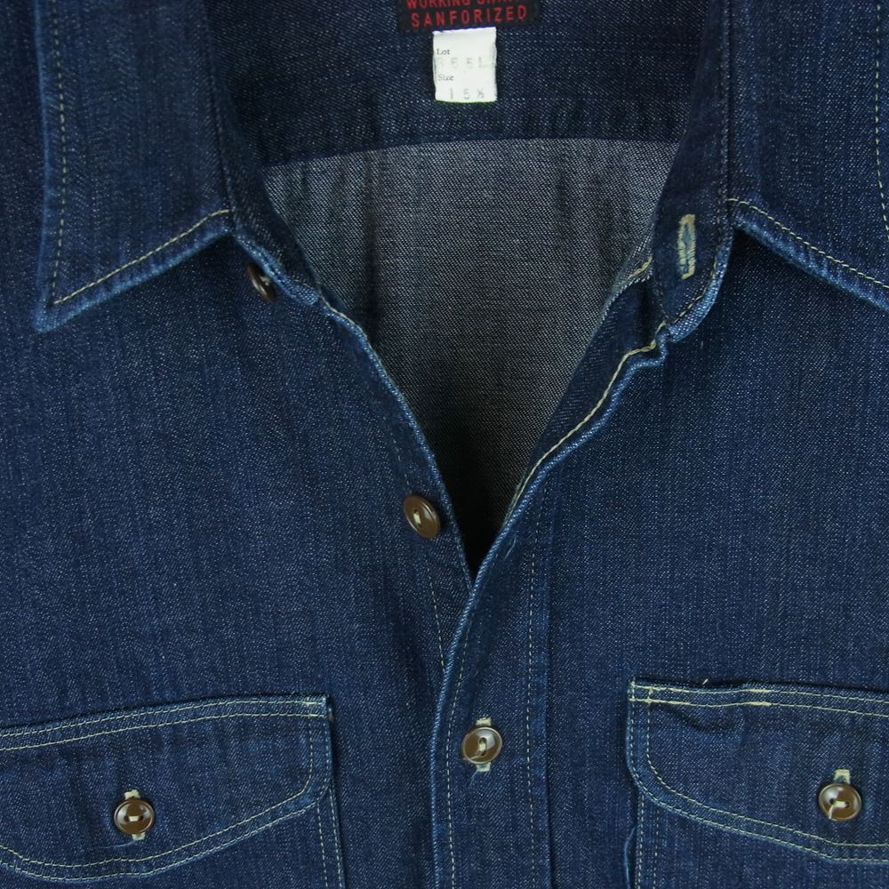 AT LAST アットラスト 865L デニム 長袖 シャツ インディゴブルー系 15.5【中古】