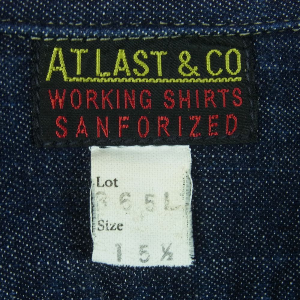 AT LAST アットラスト 865L デニム 長袖 シャツ インディゴブルー系 15.5【中古】