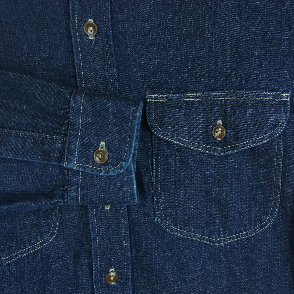 AT LAST アットラスト 865L デニム 長袖 シャツ インディゴブルー系 15.5【中古】