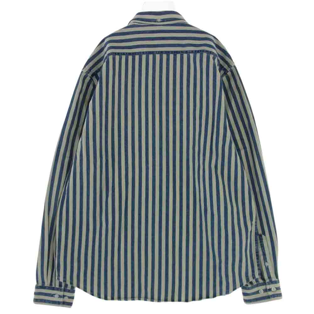 Supreme シュプリーム 19AW Blue Stripe Denim Shirt ブルー ストライプ デニム 長袖 シャツ オフホワイト系 ブルー系 L【中古】