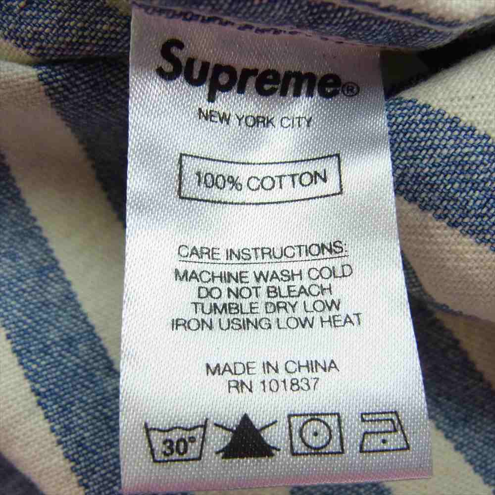 Supreme シュプリーム 19AW Blue Stripe Denim Shirt ブルー ストライプ デニム 長袖 シャツ オフホワイト系 ブルー系 L【中古】