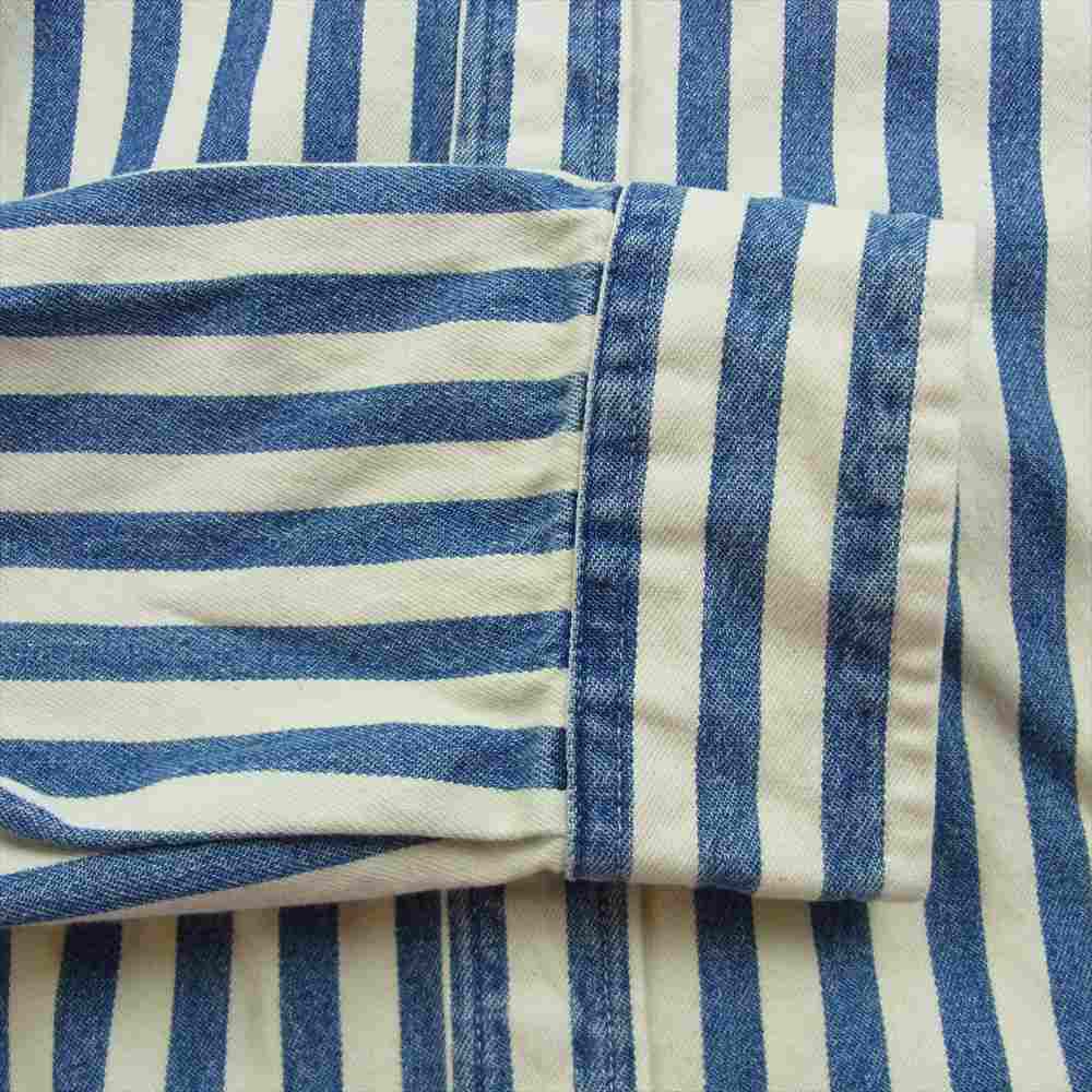 Supreme シュプリーム 19AW Blue Stripe Denim Shirt ブルー ストライプ デニム 長袖 シャツ オフホワイト系 ブルー系 L【中古】
