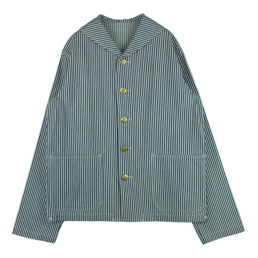 AT LAST アットラスト Lot 578J ショールカラー ヒッコリー ストライプ カバーオール ジャケット ネイビー系 オフホワイト系 40【中古】
